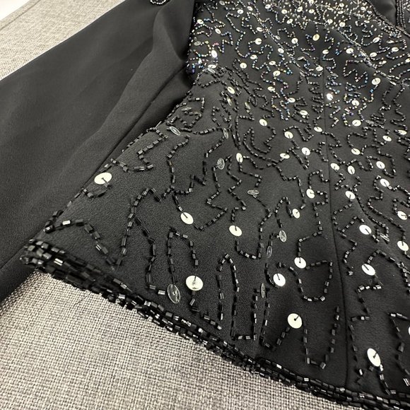 Vintage Stenay Sequin Jacket Black Buttons Beaded Long Sleeve Party Formal Sz 14 - Picture 8 of 16